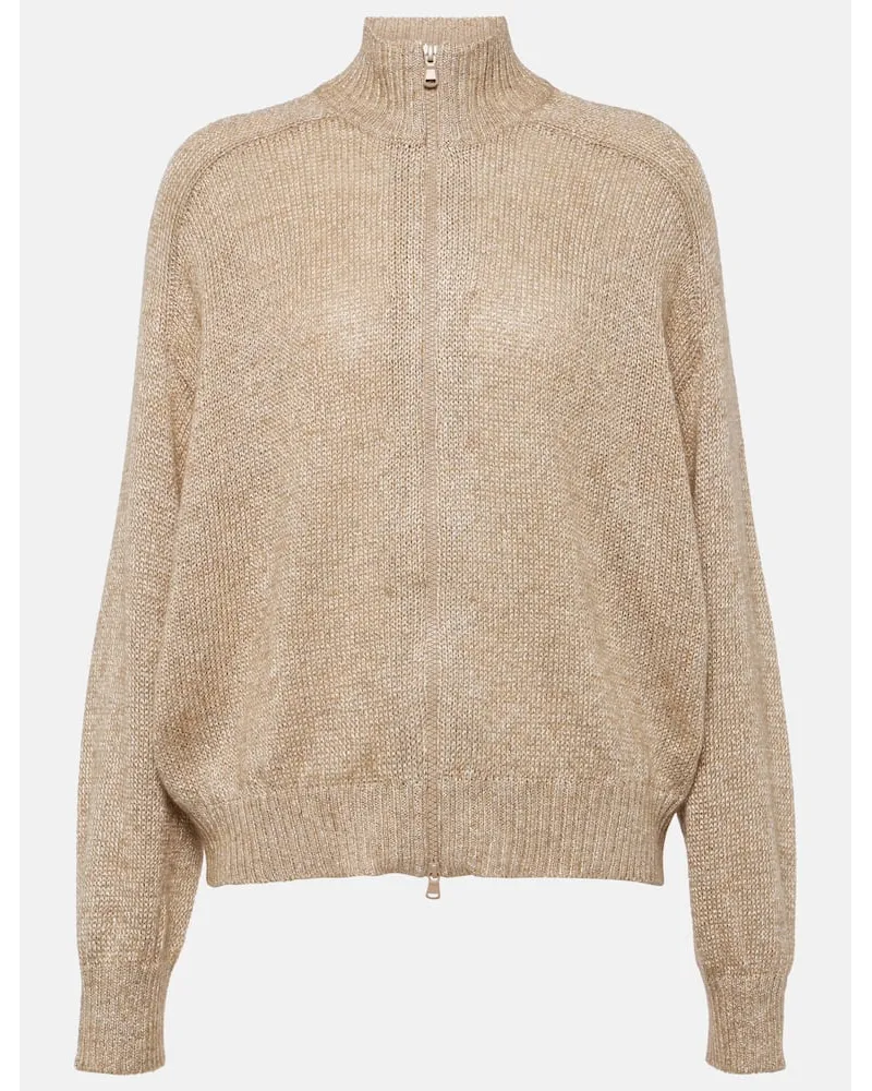 Brunello Cucinelli Cardigan con zip Beige