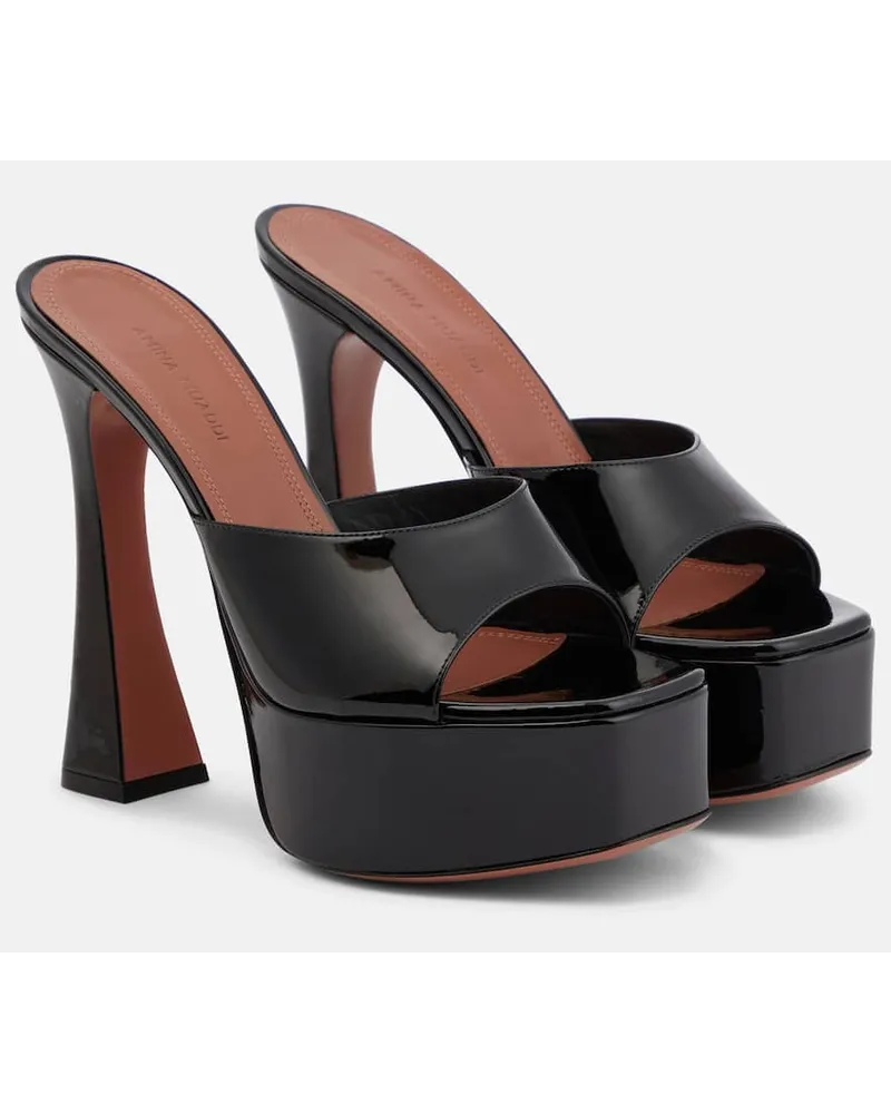 Amina Muaddi Sandali Dalida in vernice con plateau Nero