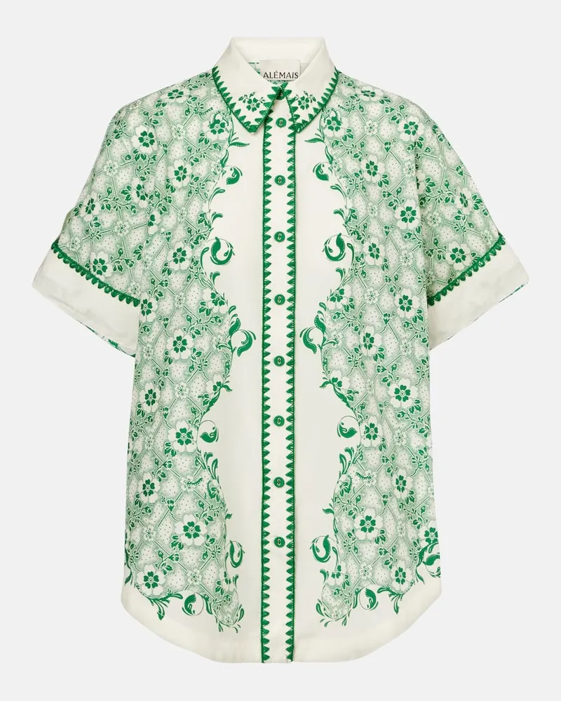 ALEMAIS AlÃ©mais Camicia Olive in cotone e seta Bianco