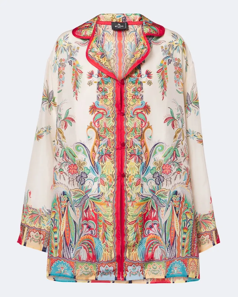 Etro Camicia oversize in seta con stampa paisley Multicolore