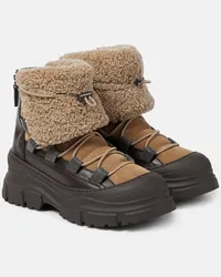 Brunello Cucinelli Stivaletti in suede con shearling Multicolore