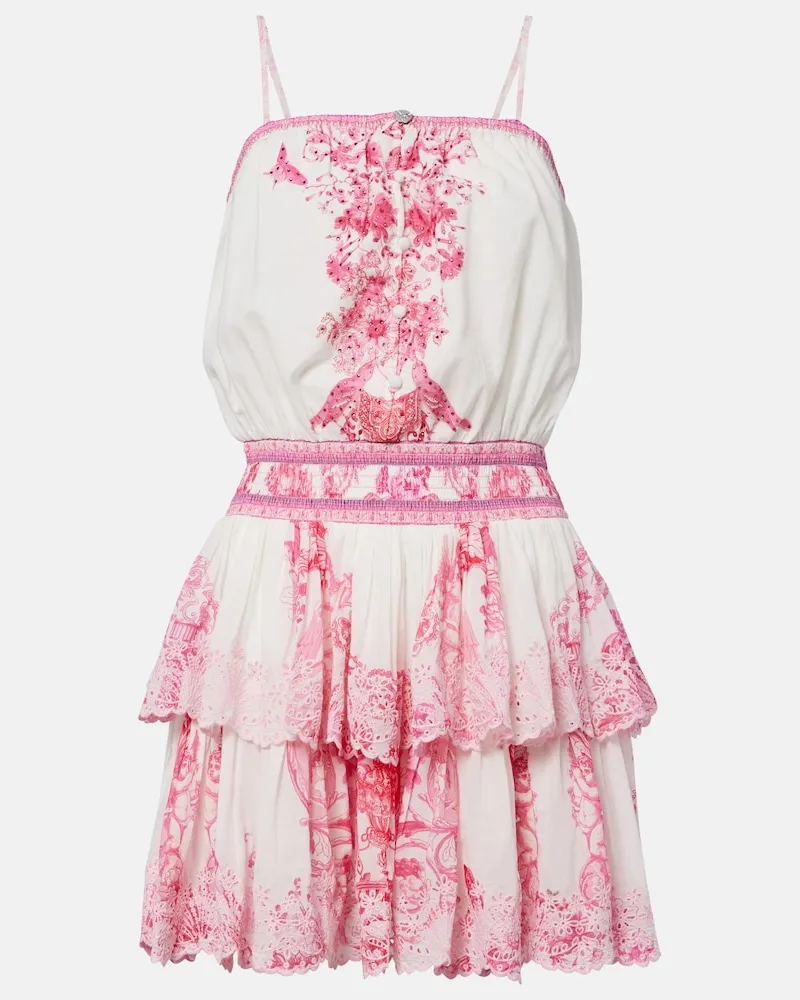 Camilla Abito corto in cotone con stampa Rosa