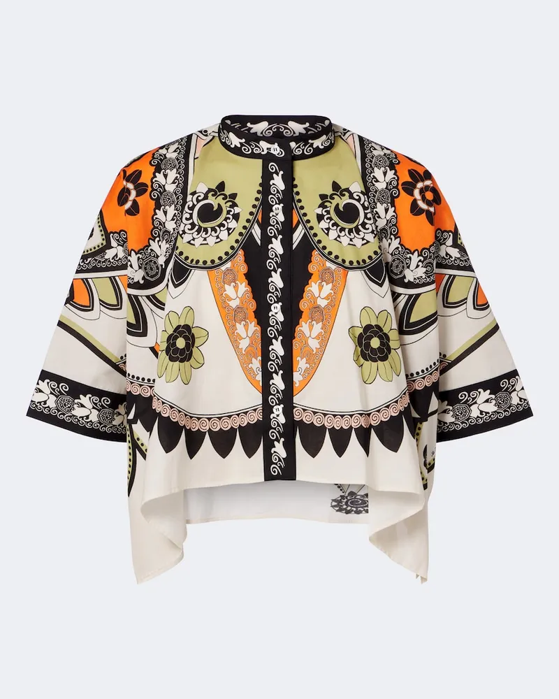 La DoubleJ Camicia cropped Foulard in twill di cotone Multicolore