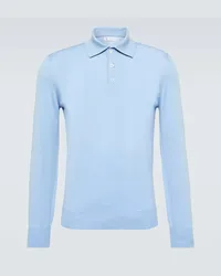 Brunello Cucinelli Polo in lana e cashmere Blu