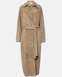 The Row Cappotto Poseidone in suede Beige