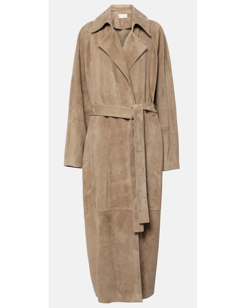 The Row Cappotto Poseidone in suede Beige