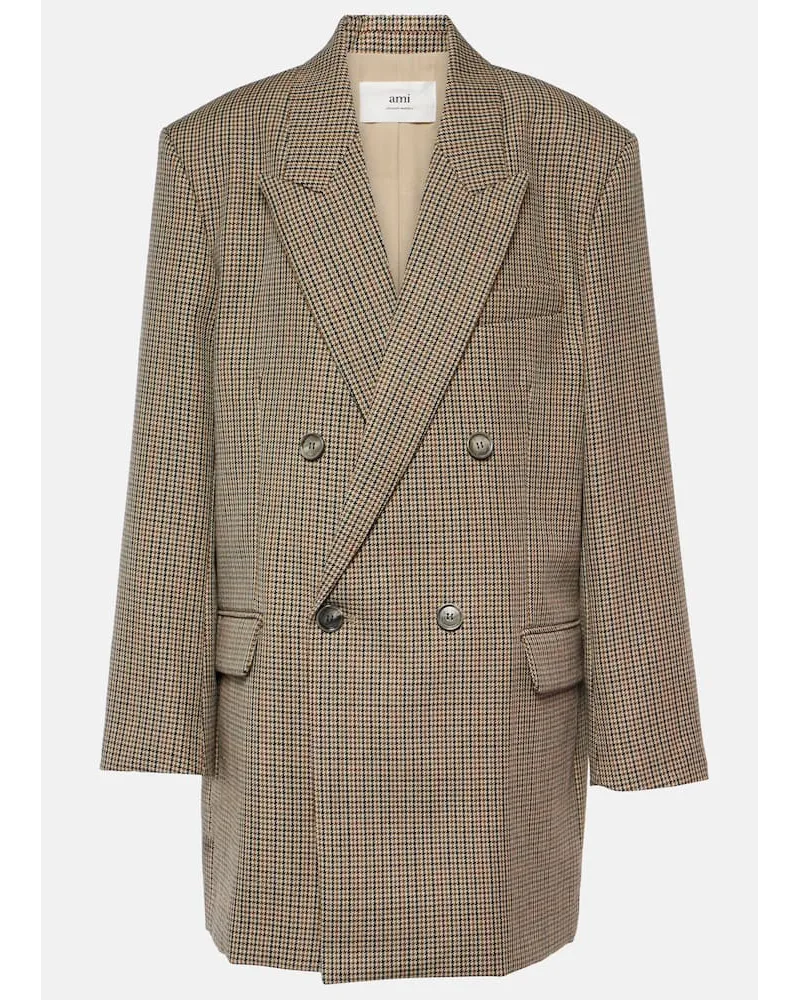 AMI Paris Blazer in lana pied-de-poule Beige
