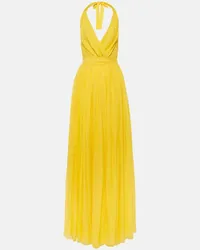 Dolce & Gabbana Abito lungo in chiffon di seta Giallo