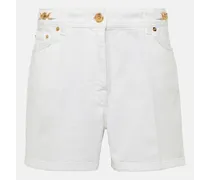 Versace Shorts Barocco di jeans Bianco