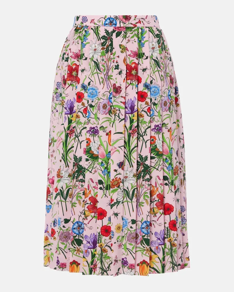 Gucci Gonna midi in seta plissÃ© con stampa floreale Multicolore