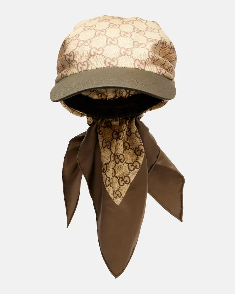 Gucci Cappello da baseball in twill di seta GG Beige