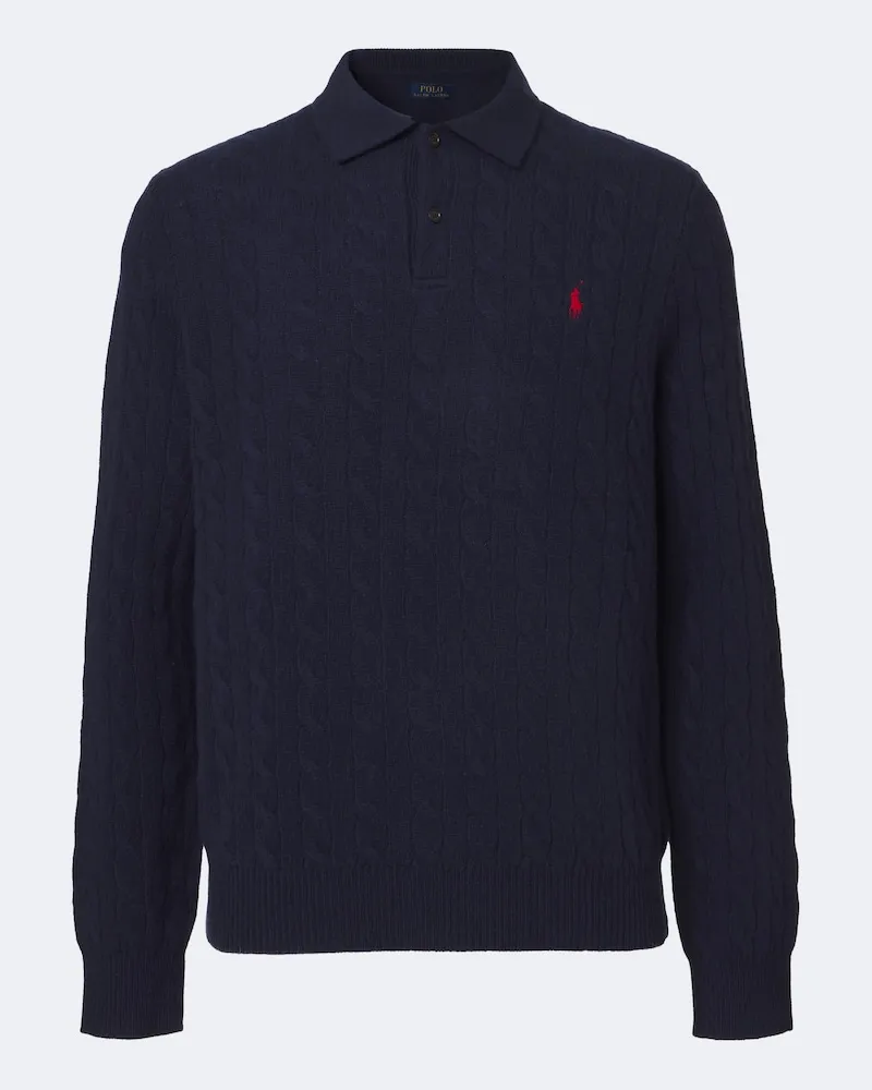 Ralph Lauren Pullover in lana e cashmere a trecce Blu