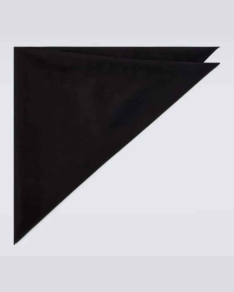 Gucci Fazzoletto da taschino in cotone e seta GG Nero