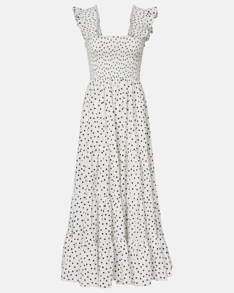 RIXO Abito lungo Kendall in cotone a pois Bianco