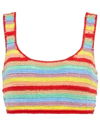 Anna Kosturova Top cropped in crochet di cotone a righe Multicolore