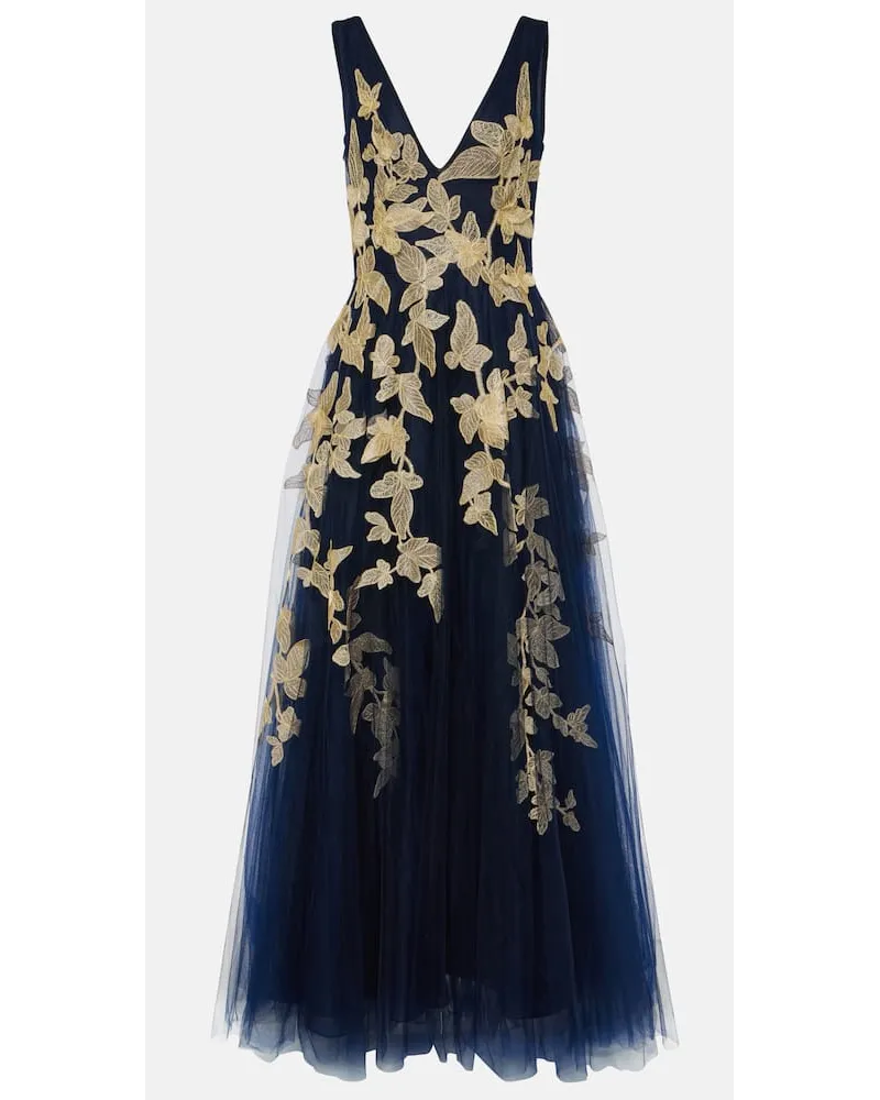 COSTARELLOS Abito lungo Arcangela in tulle Blu