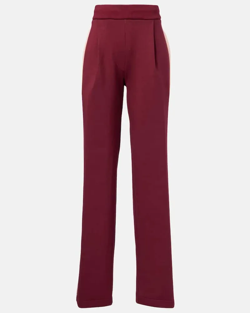 Dries van Noten Pantaloni a gamba larga in misto cotone Borgogna