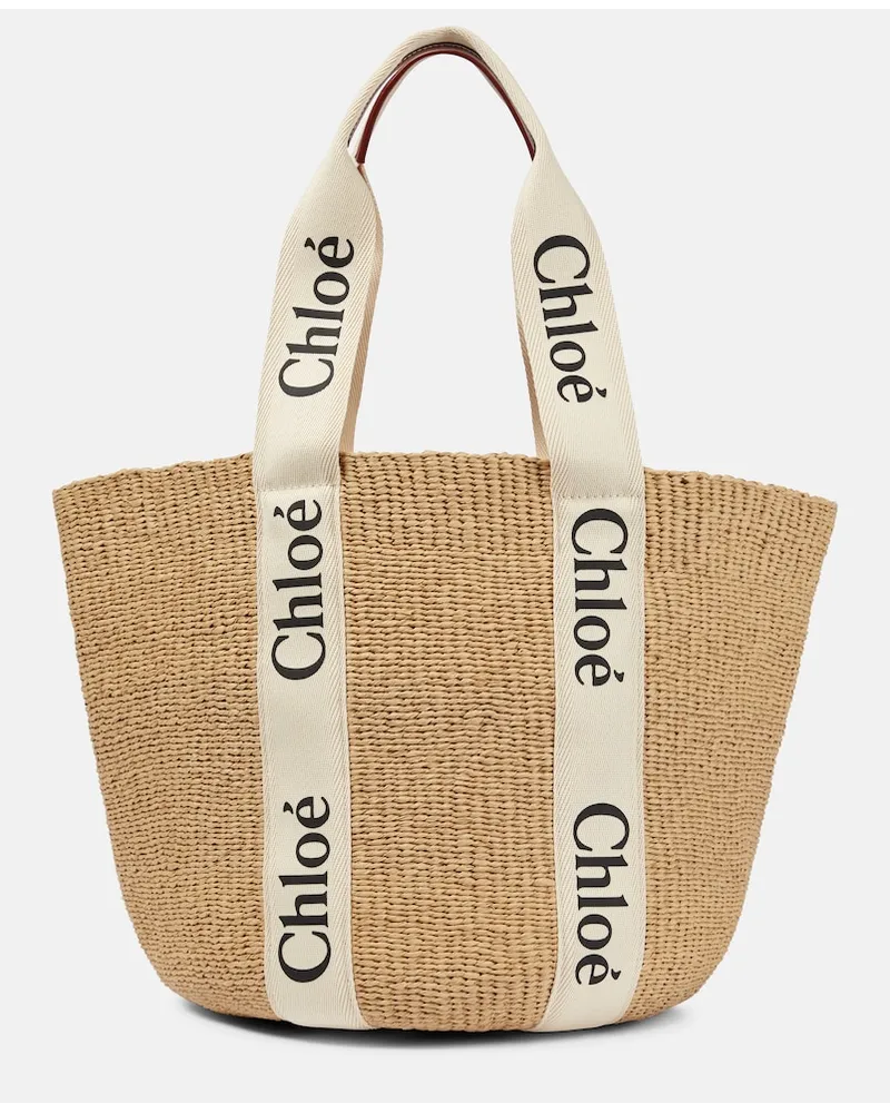 Chloé ChloÃ© x Mifuko - Borsa Woody Large in rafia Neutro