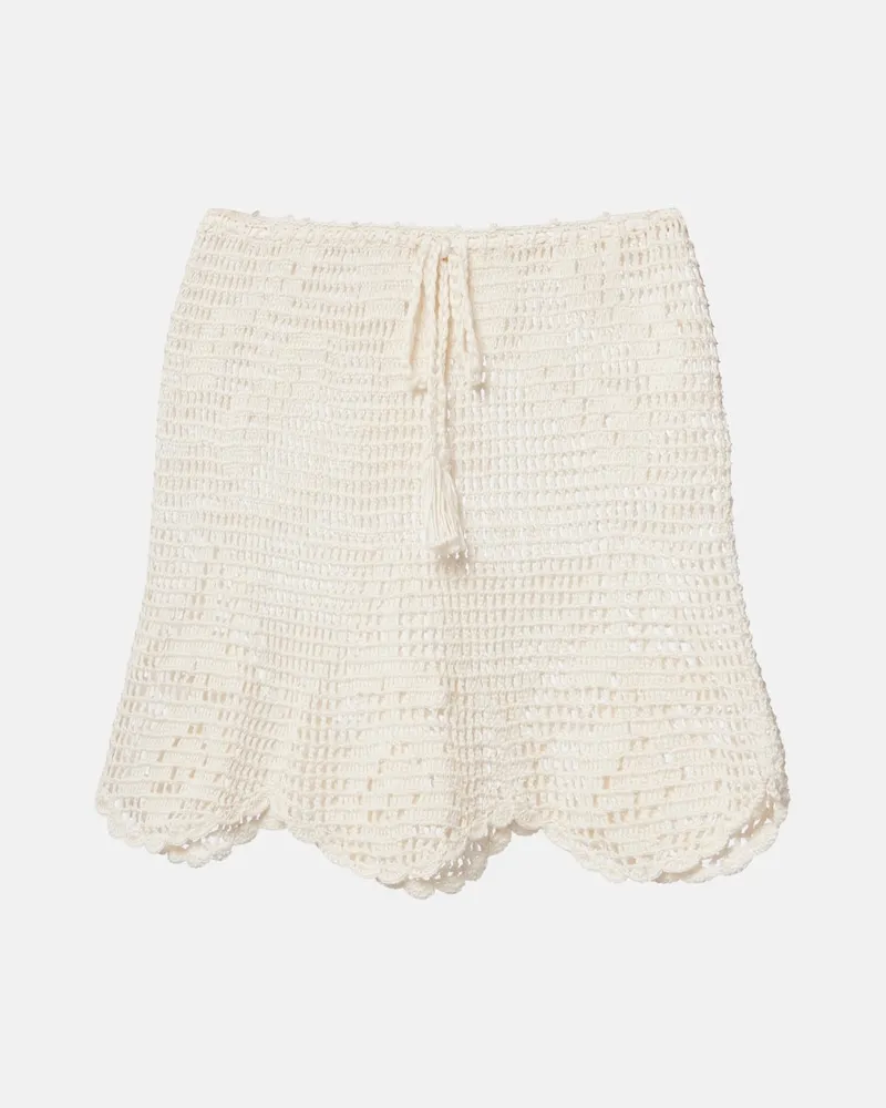 Anna Kosturova Minigonna Rose in crochet di cotone Bianco