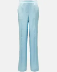 Joseph Pantaloni regular Tova in raso di seta Blu