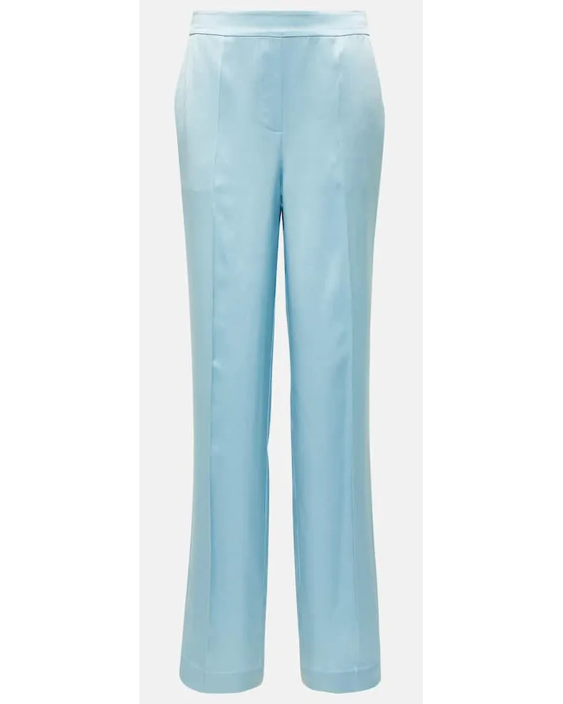 Joseph Pantaloni regular Tova in raso di seta Blu