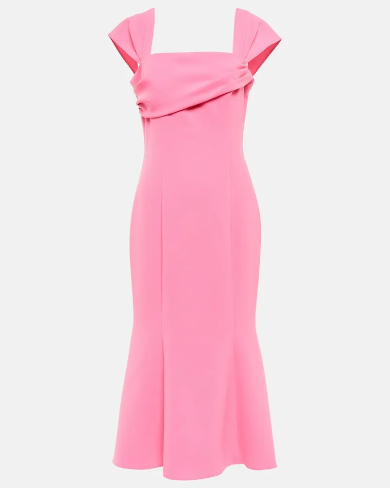 Carolina Herrera New York Abito midi con scollo quadrato Rosa