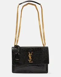 Saint Laurent Borsa Sunset Medium in pelle stampata Nero