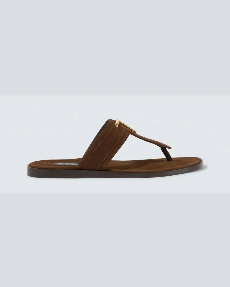 Tom Ford Sandali infradito Brighton TF in suede Marrone