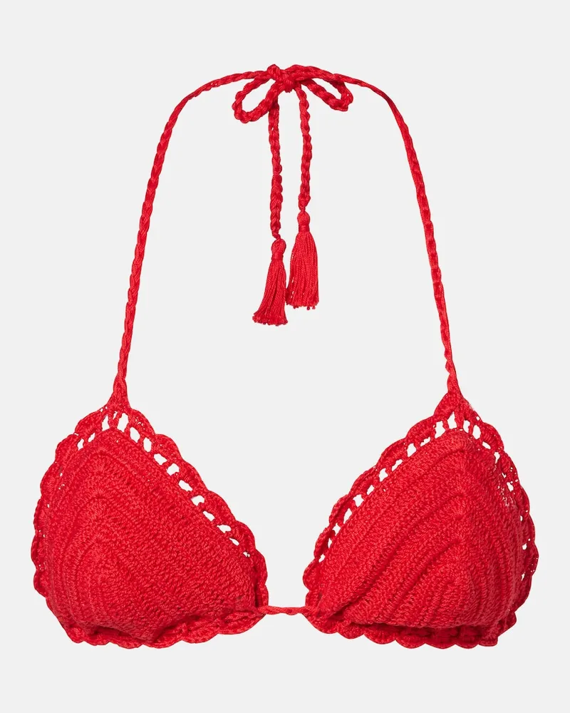 Anna Kosturova Top bikini in cotone crochet Rosso