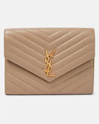 Saint Laurent Clutch Cassandre in pelle matelassé Beige