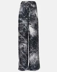 Alexander McQueen Pantaloni a gamba larga in seta Nero