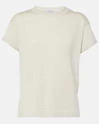 Brunello Cucinelli Top in lamé di misto cashmere Bianco