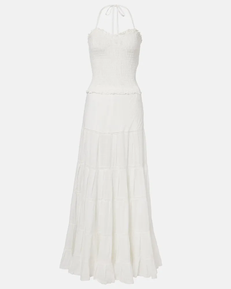 Poupette St Barth Abito lungo Foe in cotone Bianco