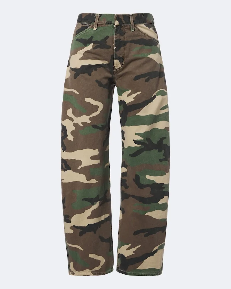 Nili Lotan Jeans Tribeca barrel con stampa camouflage Verde