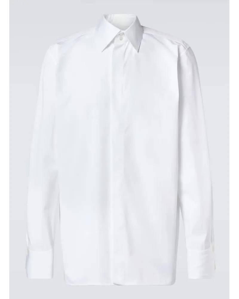 Saint Laurent Camicia Cassandre in popeline di cotone Bianco