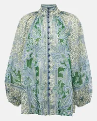 Zimmermann Blusa Ottie in ramia con stampa paisley Verde