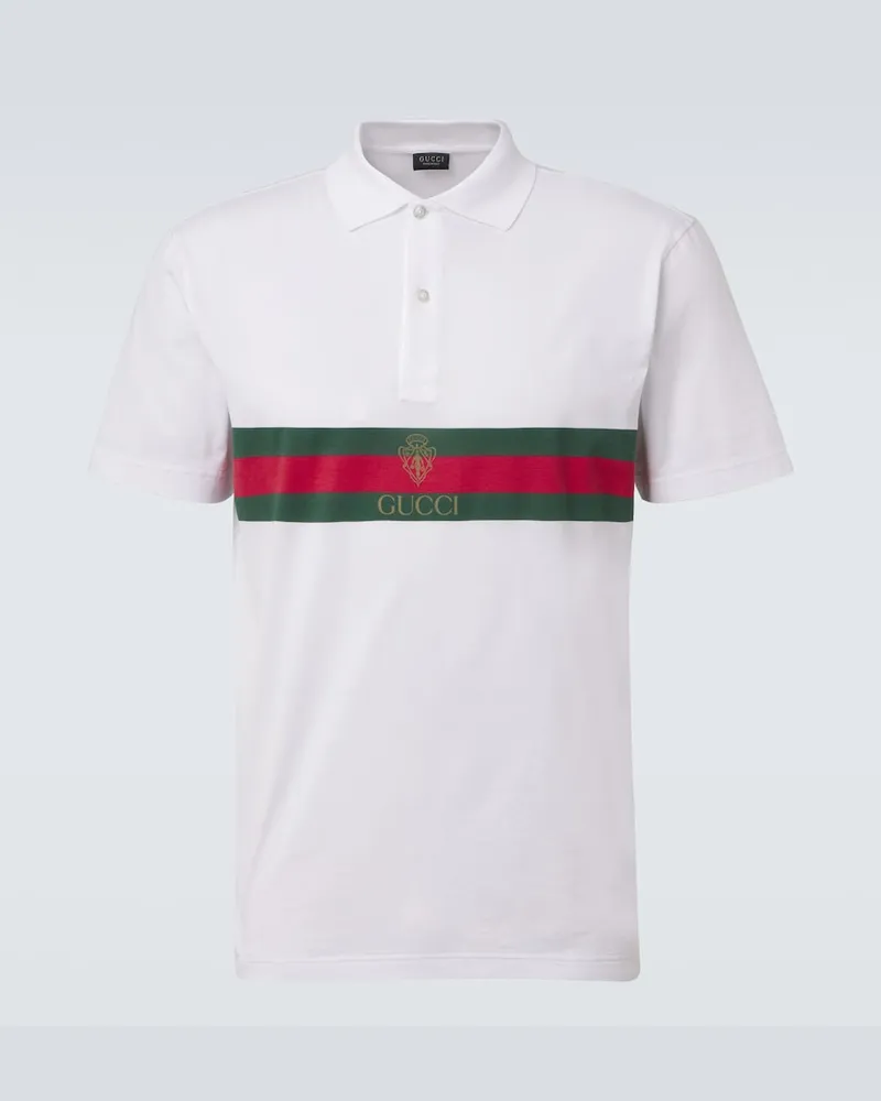 Gucci Polo Web Stripe in jersey di cotone Bianco