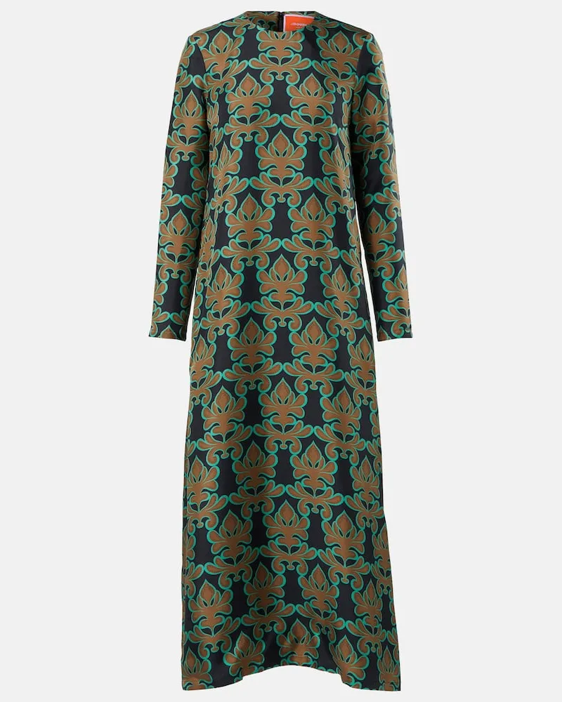 La DoubleJ Abito midi Swing in twill di seta Multicolore