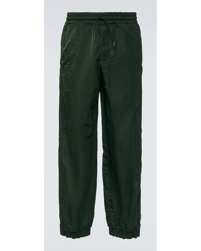 Burberry Pantaloni a gamba larga in tessuto tecnico Verde