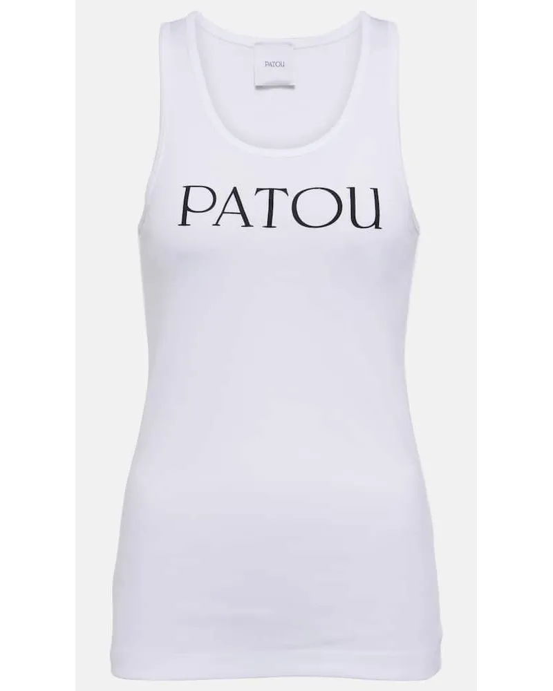 Patou Top in jersey di cotone con logo Bianco