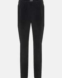 Brunello Cucinelli Pantaloni cropped in misto seta Nero