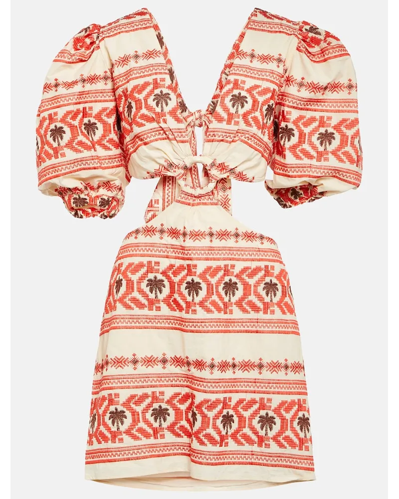Johanna Ortiz Miniabito in cotone con stampa e cut-out Multicolore