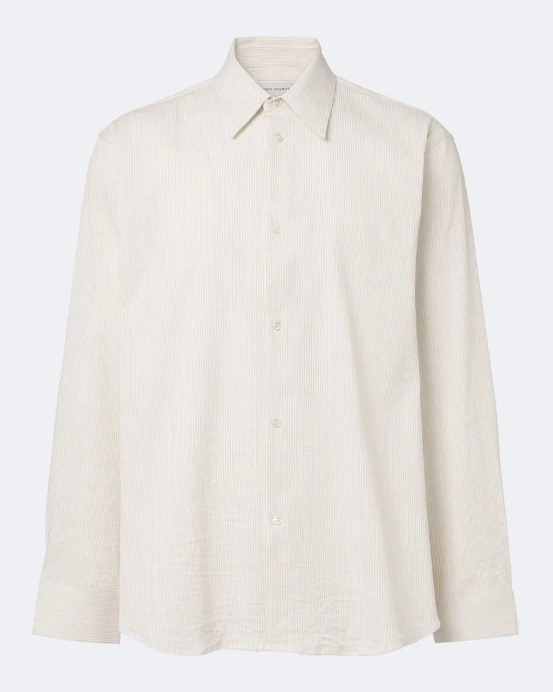 Studio Nicholson Camicia View in cotone e lino a righe Bianco