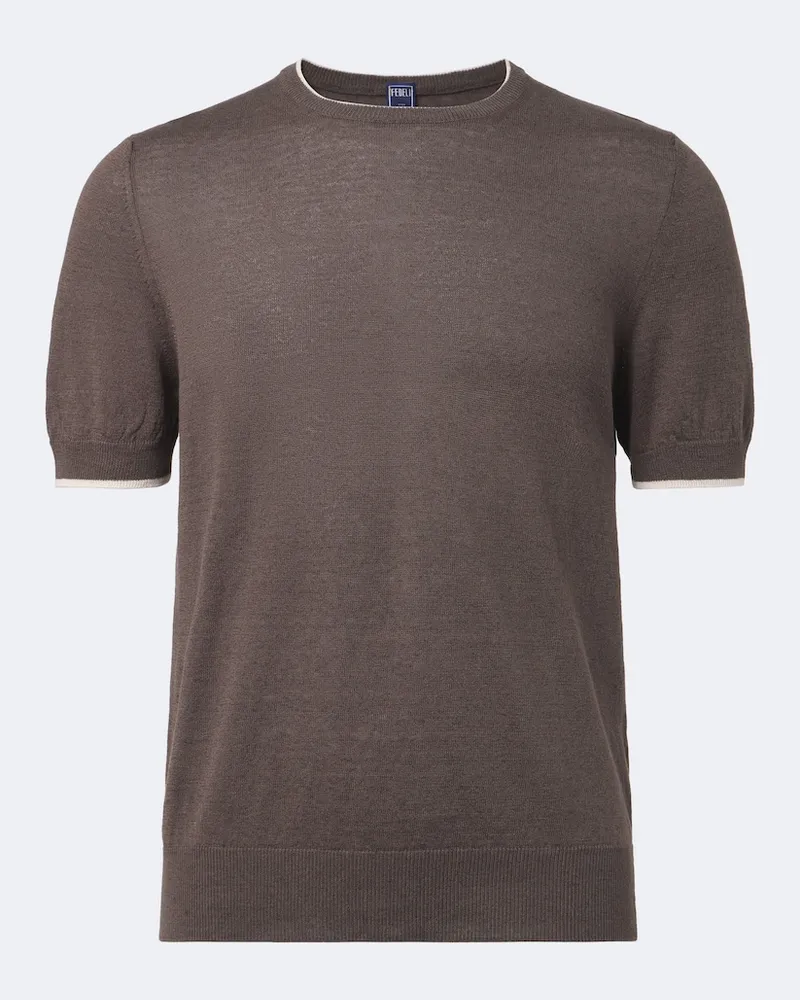 Fedeli Pullover in maglia di lino e cotone Marrone