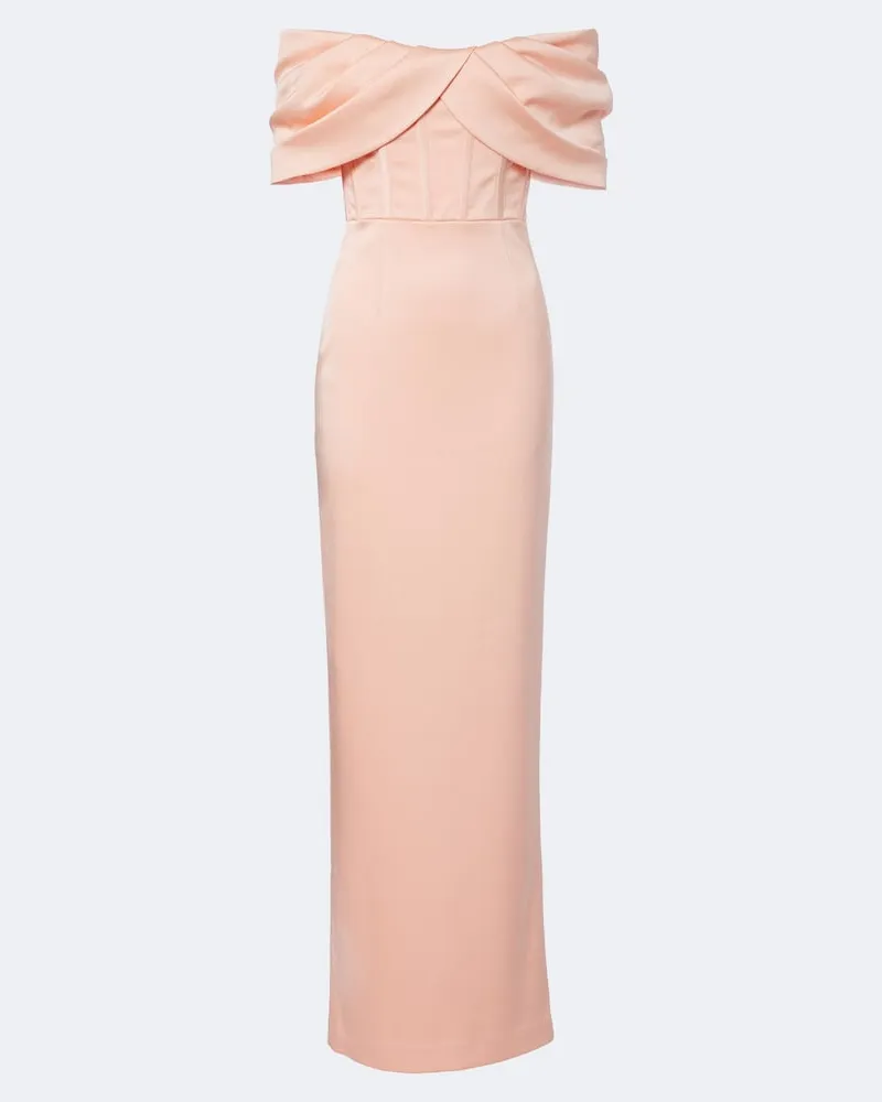Rebecca Vallance Abito lungo off-shoulder Ayla in satin Rosa