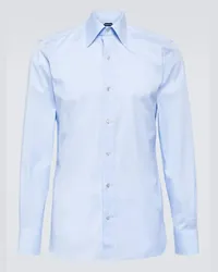 Tom Ford Camicia in popeline di cotone Blu