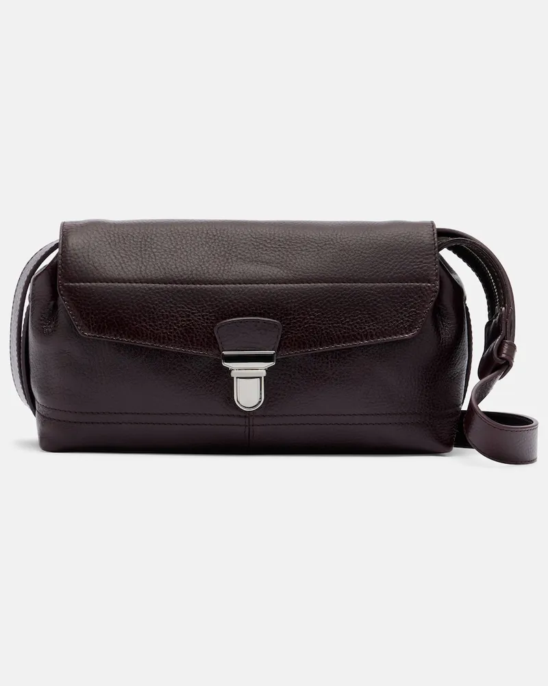 Christophe Lemaire Borsa a spalla Gear Small in pelle Borgogna