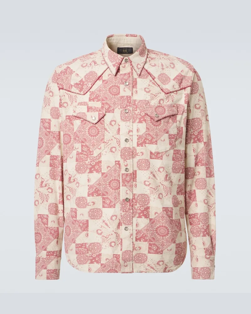 RRL Camicia in cotone con stampa Rosso