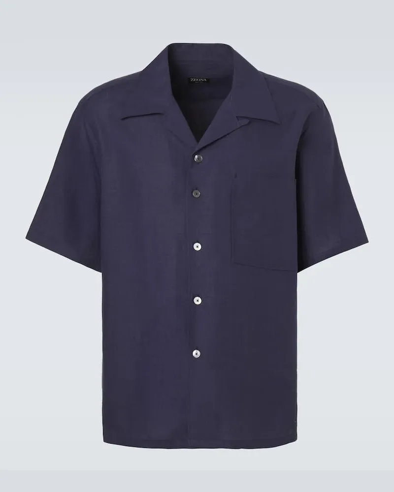 Ermenegildo Zegna Camicia in lino Blu