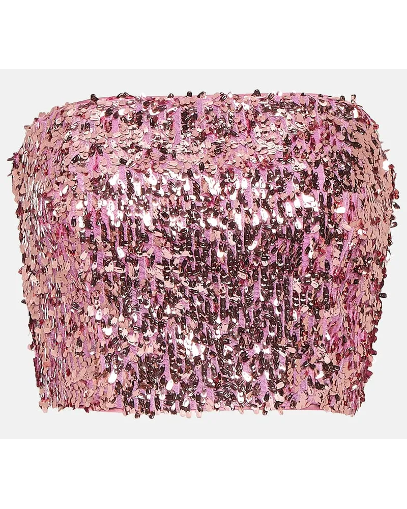 ROTATE Birger Christensen Top a fascia con paillettes Rosa